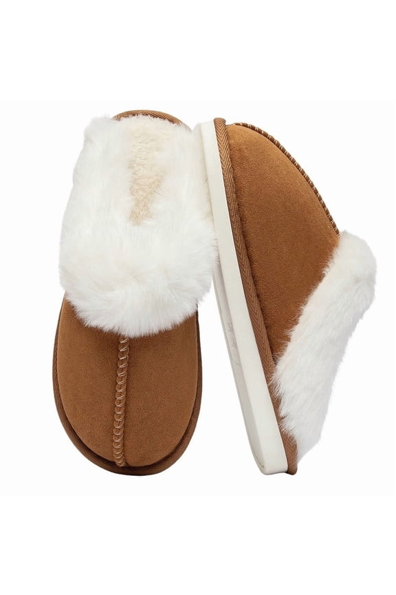 Slippers for Women Scuff Memory Foam Fuzzy Faux Fur House Slippers Bedroom Non-slip Warm Fluffy Plush Womens Slippers Unisex Slip on Anti-Skid Sole Slides