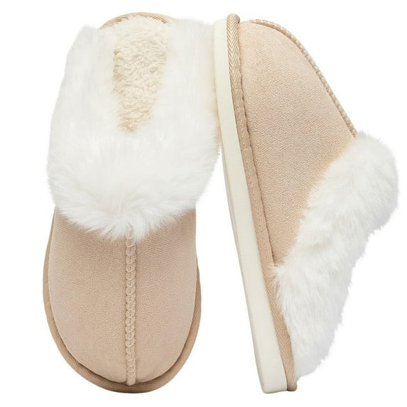 BERANMEY Slippers for Women Scuff Memory Foam Fuzzy Faux Fur House Slippers Bedroom Non-slip Warm Fluffy Plush Womens Slippers Unisex Slip on Anti-Skid Sole Slides