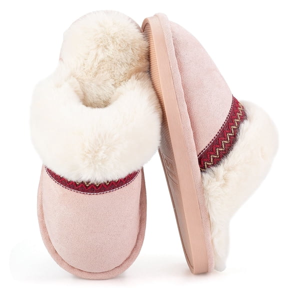 BERANMEY Slippers for Women Scuff Memory Foam Fuzzy Faux Fur House Slippers Bedroom Non-slip Warm Fluffy Plush Womens Slippers Unisex Slip on Anti-Skid Sole Slides