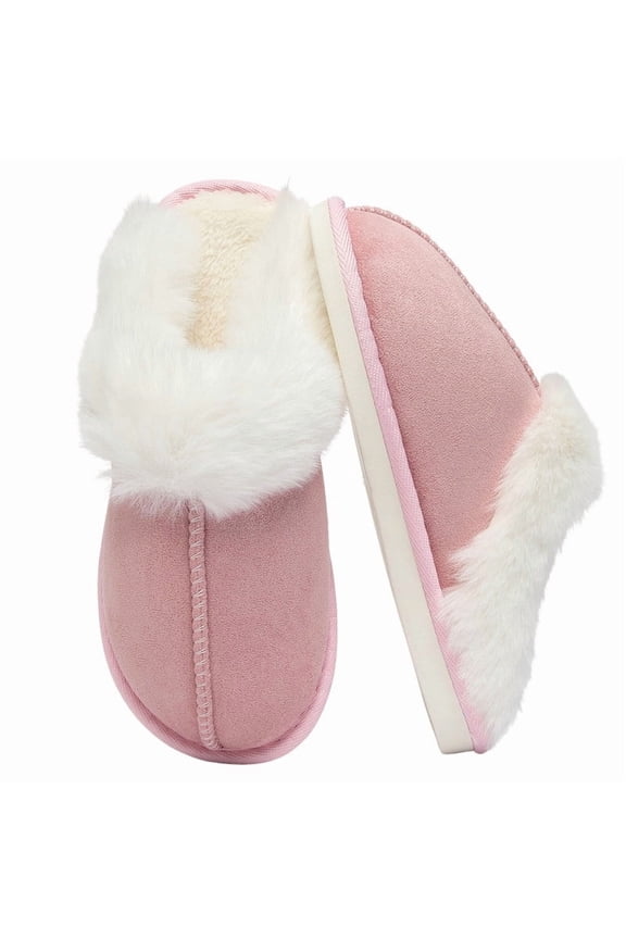 Slippers for Women Scuff Memory Foam Fuzzy Faux Fur House Slippers Bedroom Non-slip Warm Fluffy Plush Womens Slippers Unisex Slip on Anti-Skid Sole Slides