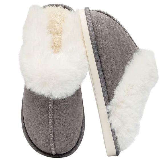 BERANMEY Slippers for Women Scuff Memory Foam Fuzzy Faux Fur House Slippers Bedroom Non-slip Warm Fluffy Plush Womens Slippers Unisex Slip on Anti-Skid Sole Slides