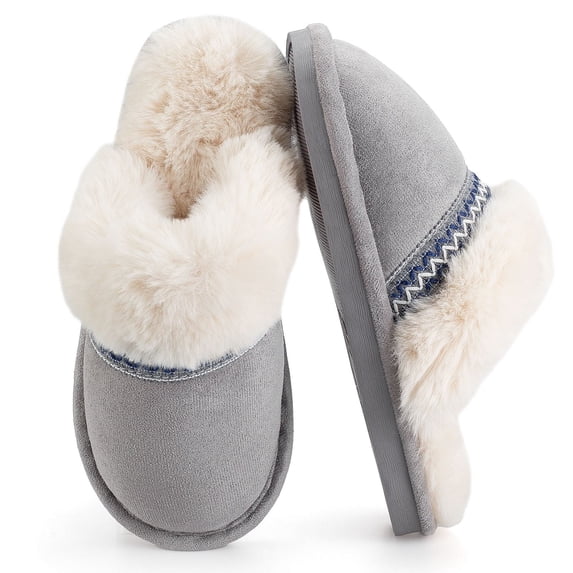 BERANMEY Slippers for Women Scuff Memory Foam Fuzzy Faux Fur House Slippers Bedroom Non-slip Warm Fluffy Plush Womens Slippers Unisex Slip on Anti-Skid Sole Slides