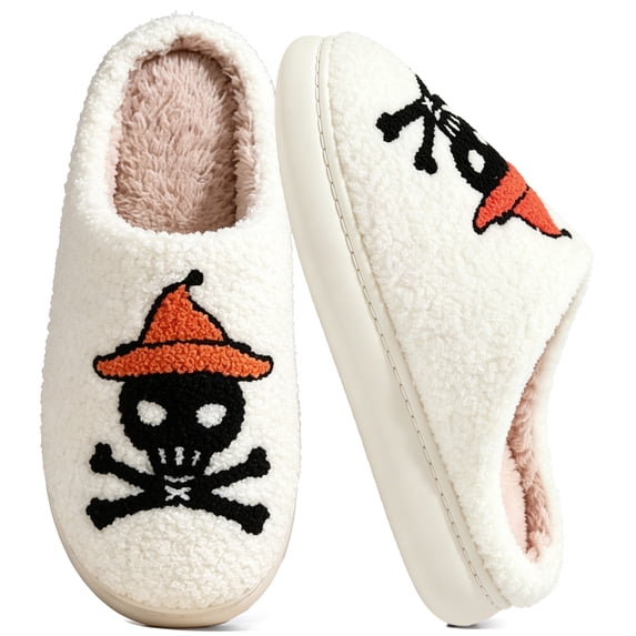 BERANMEY Halloween Slippers for Women Perfect Soft Plush Comfy Warm Slip-On Cute Womens Slippers Indoor Fluffy House Slippers for Women and Men Non-slip Fuzzy Flat Slides