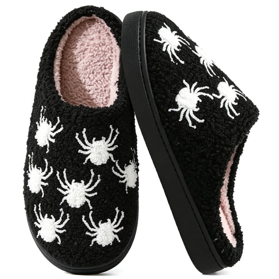 BERANMEY Halloween Slippers for Women Perfect Soft Plush Comfy Warm Slip-On Cute Womens Slippers Indoor Fluffy House Slippers for Women and Men Non-slip Fuzzy Flat Slides