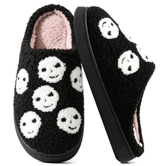 BERANMEY Halloween Slippers for Women Perfect Soft Plush Comfy Warm Slip-On Cute Womens Slippers Indoor Fluffy House Slippers for Women and Men Non-slip Fuzzy Flat Slides