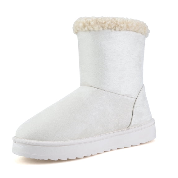 BERANMEY Suede Faux Fur Mid-Calf Boots For Womens Classic Winter Boots Rubber Sole Women's Boots