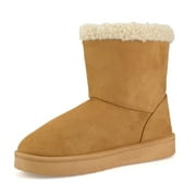 BERANMEY Suede Faux Fur Mid-Calf Boots For Womens Classic Winter Boots Rubber Sole Women's Boots
