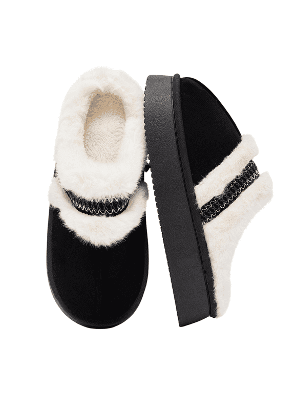Thick-Soled Fuzzy Slippers for Women & Men - Cozy Platform House Shoes with Anti-Slip Sole, Warm Plush Lined Indoor Outdoor Short Ankle Slippers