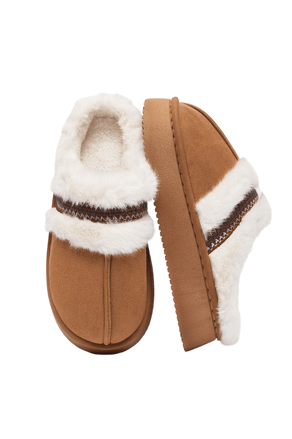 Thick-Soled Fuzzy Slippers for Women & Men - Cozy Platform House Shoes with Anti-Slip Sole, Warm Plush Lined Indoor Outdoor Short Ankle Slippers