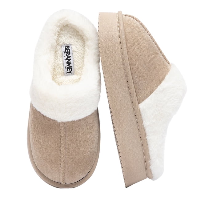 BERANMEY Thick-Soled Fuzzy Slippers for Women & Men - Cozy Platform House Shoes with Anti-Slip Sole, Warm Plush Lined Indoor Outdoor Short Ankle Slippers