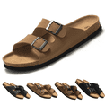 thumbnail image 1 of BERANMEY Unisex Cork Footbed Sandal for Womens Flat Slide Sandals Cork Footbed 2 Straps Adjustable Buckle Slip on Sandals with Comfort Arch Support for Slippers, 1 of 10