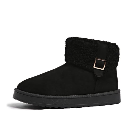 BERANMEY Winter Boots for Women Comfortable Slip On Faux Fur Suede Warm Snow Ankle Boots Outdoor Shoes