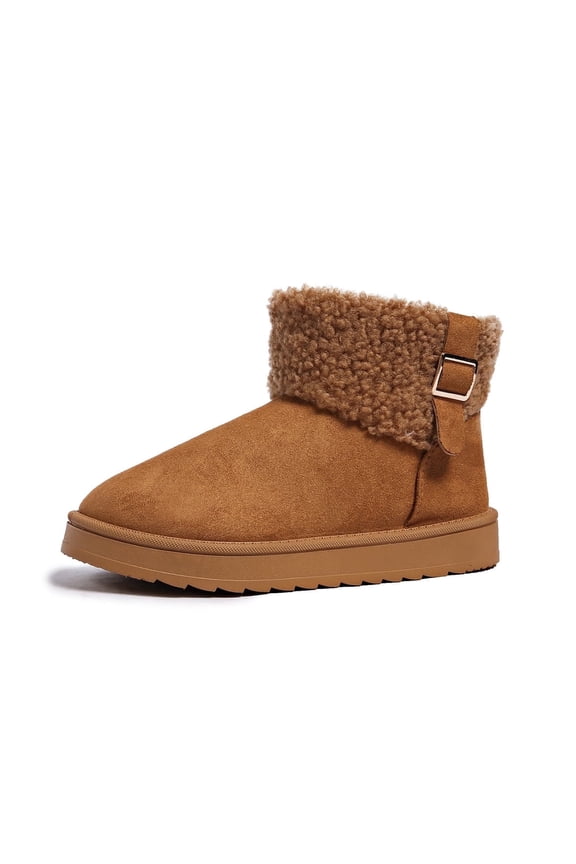 Winter Boots for Women Comfortable Slip On Faux Fur Suede Warm Snow Ankle Boots Outdoor Shoes