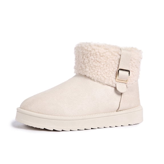 BERANMEY Winter Boots for Women Comfortable Slip On Faux Fur Suede Warm Snow Ankle Boots Outdoor Shoes