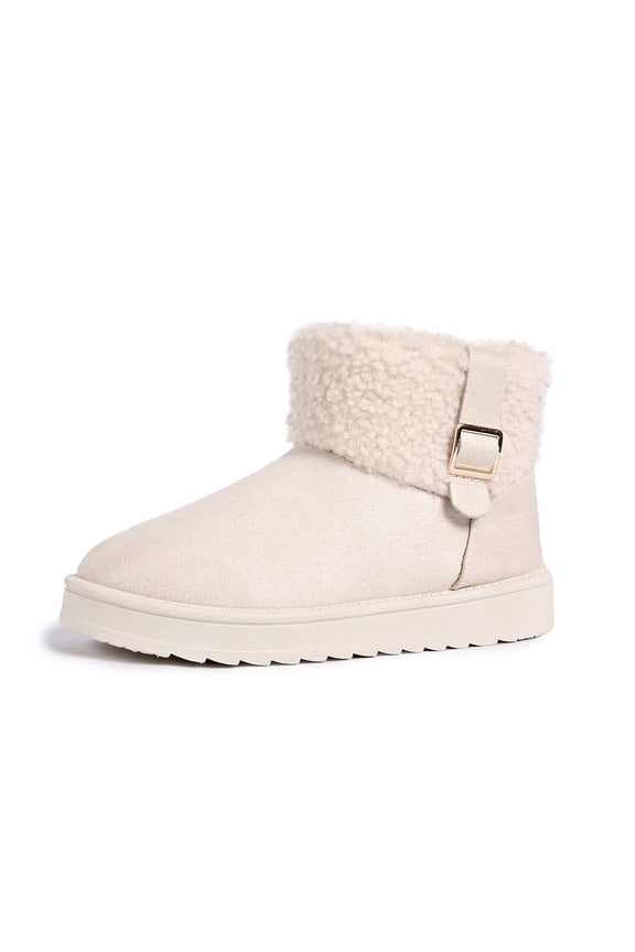 Winter Boots for Women Comfortable Slip On Faux Fur Suede Warm Snow Ankle Boots Outdoor Shoes