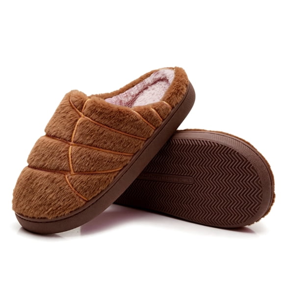 BERANMEY Women Plush House Slippers Soft Warm Cozy Slippers for Womens Mnes Striped Slide House Slippers Anti-Slip Thick Sole Winter Indoor Bedroom Home Shoes