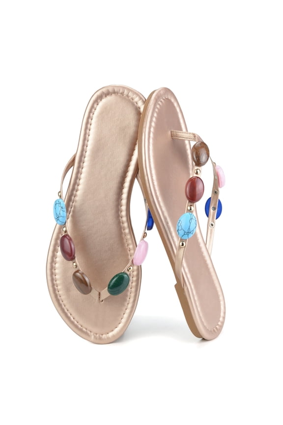 Women’s Beaded Flip Flops for Women Boho Dressy Summer Slide Sandals Flip Flops Comfortable Womens Flip Flops for Beach, Vacation & Walking