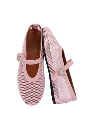 Women's Breathable Mesh Ballet Flats Casual Shoes with Crystal Buckle Fashion Fishnet Mary Jane Flats for Work & Everyday