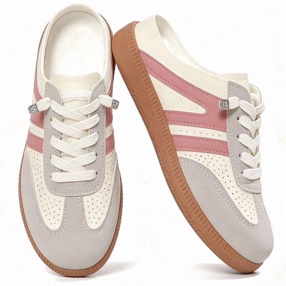 BERANMEY Women's Casual Slip-On Sneakers Comfortable Mules with Cushioned Sole for Daily Wear Stylish Retro Casual Shoes for Women