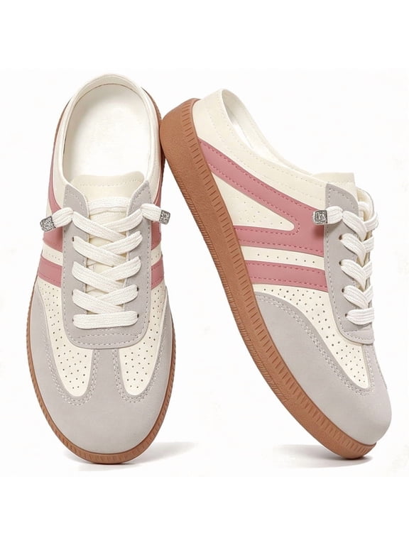Women's Casual Slip-On Sneakers Comfortable Mules with Cushioned Sole for Daily Wear Stylish Retro Casual Shoes for Women