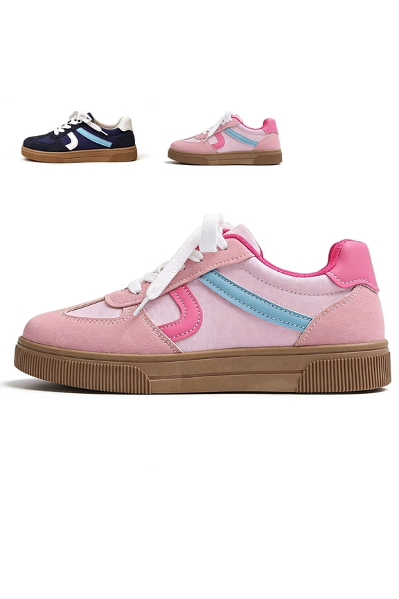 Women's Fashion Sneakers Retro Casual Shoes For Womens Thick Sole Suede Leather Low Top Casual Walking Shoes Non Slip Comfort Gum Sole