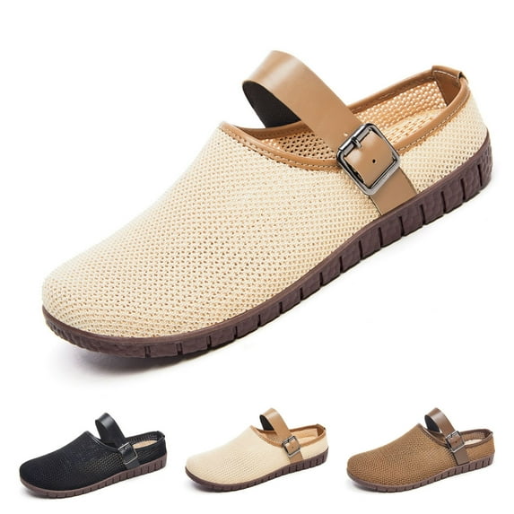 BERANMEY Women’s Flatform Mesh Clogs & Mules Comfort Ajustable Buckle Slip-on Arch Support Mules For Women with Cushioned Cork-Footbed Nurse Shoes Work Shoes