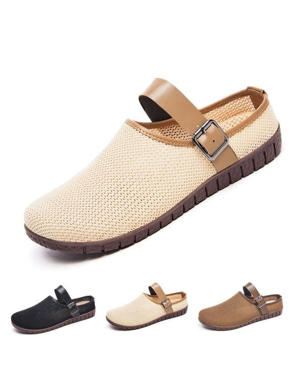 Women’s Flatform Mesh Clogs & Mules Comfort Ajustable Buckle Slip-on Arch Support Mules For Women with Cushioned Cork-Footbed Nurse Shoes Work Shoes