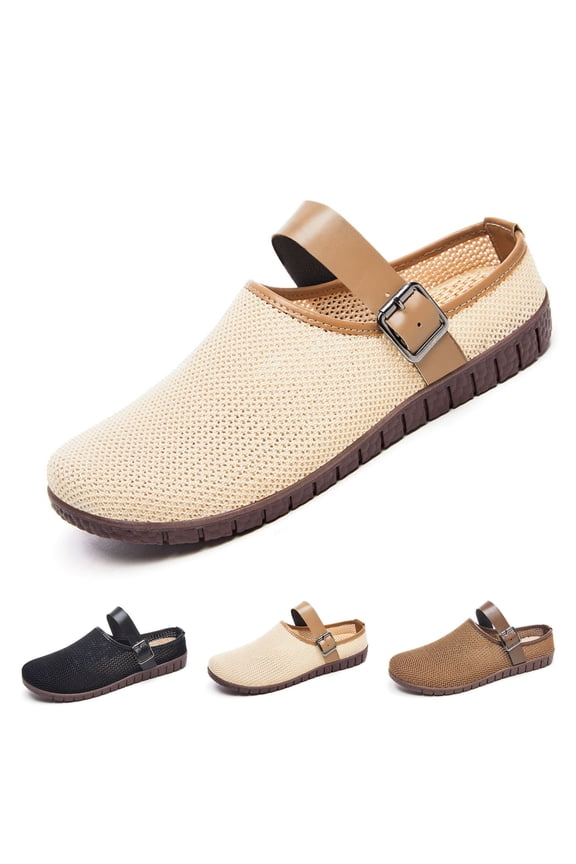 Women’s Flatform Mesh Clogs & Mules Comfort Ajustable Buckle Slip-on Arch Support Mules For Women with Cushioned Cork-Footbed Nurse Shoes Work Shoes
