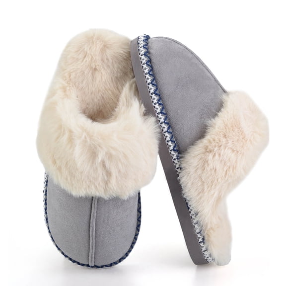 BERANMEY Women's Fuzzy Memory Foam Slippers Ultra Plush Warmth Memory-Foam Support & Stylish Cozy Design Non-Slip Rubber Sole Indoor & Outdoor House Slippers for Women Perfect Christmas Gift