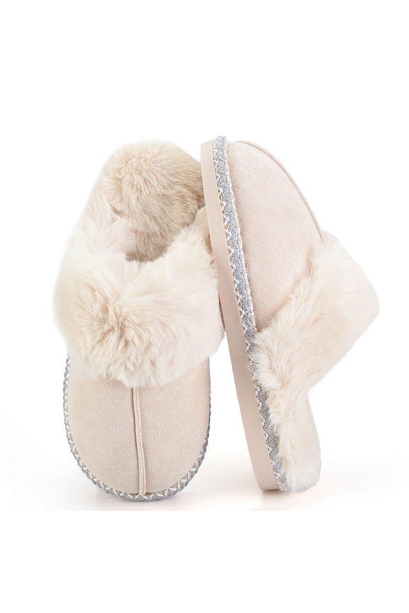 Women's Fuzzy Memory Foam Slippers Ultra Plush Warmth Memory-Foam Support & Stylish Cozy Design Non-Slip Rubber Sole Indoor & Outdoor House Slippers for Women Perfect Christmas Gift