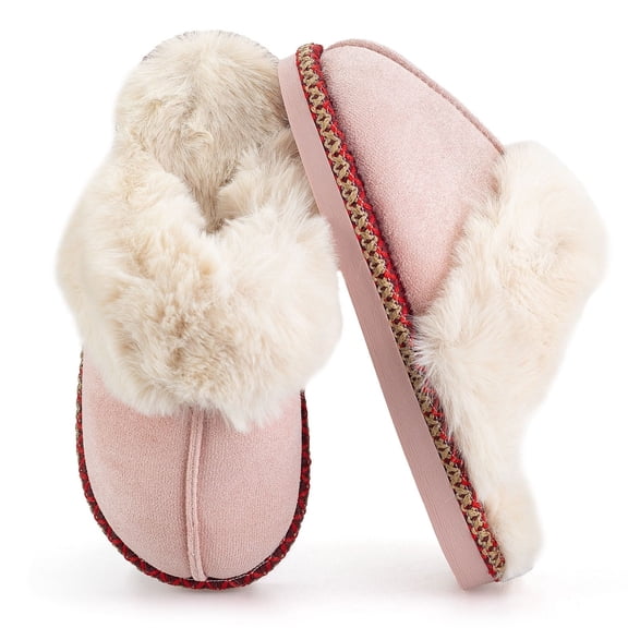 BERANMEY Women's Fuzzy Memory Foam Slippers Ultra Plush Warmth Memory-Foam Support & Stylish Cozy Design Non-Slip Rubber Sole Indoor & Outdoor House Slippers for Women Perfect Christmas Gift