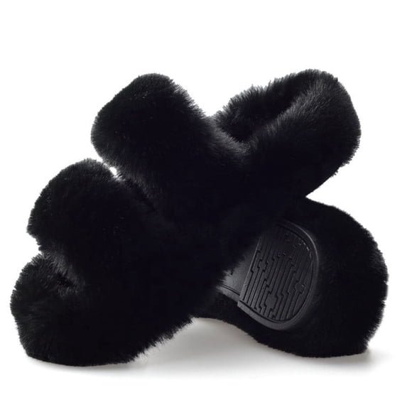 BERANMEY Women's Fuzzy Slippers with Memory Foam Open-Toe House Shoes for Women Non-Slip Indoor Outdoor Soft & Comfy Plush Slippers