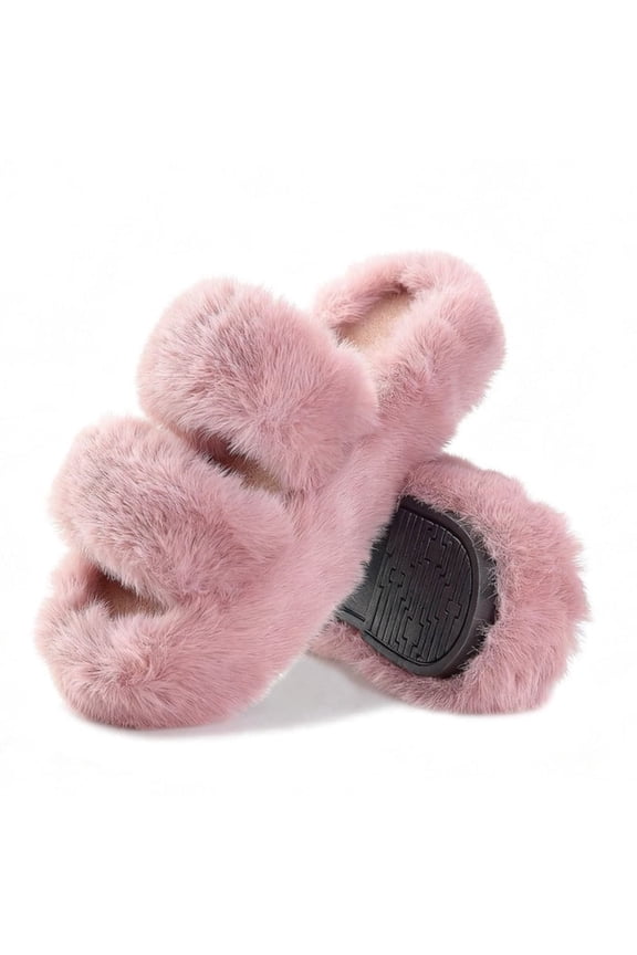Women's Fuzzy Slippers with Memory Foam Open-Toe House Shoes for Women Non-Slip Indoor Outdoor Soft & Comfy Plush Slippers
