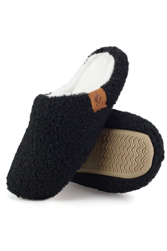 Women's House Slippers with Memory Foam, Soft Fuzzy Slippers for Womens Non-Slip Indoor Outdoor Slip-On, Cozy Lightweight Warm Bedroom Shoes for Women