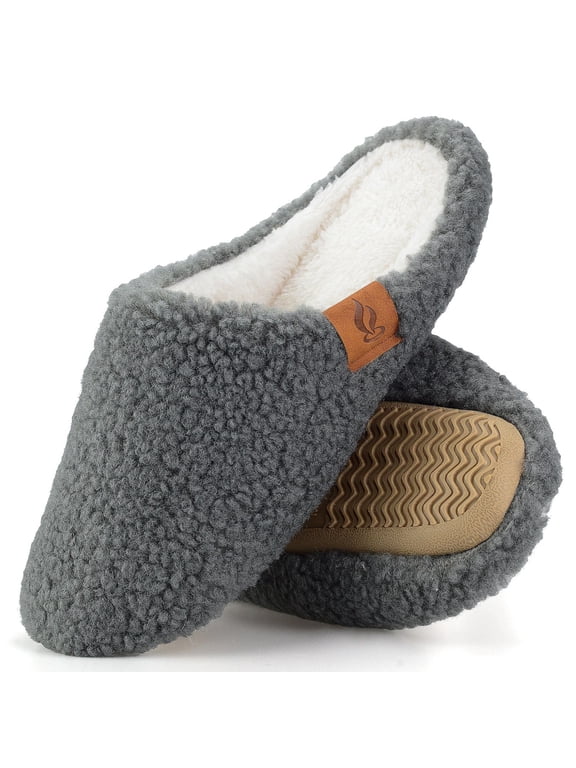 Women's House Slippers with Memory Foam, Soft Fuzzy Slippers for Womens Non-Slip Indoor Outdoor Slip-On, Cozy Lightweight Warm Bedroom Shoes for Women
