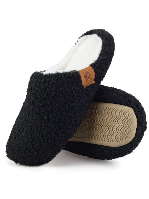 Women's House Slippers with Memory Foam, Soft Fuzzy Slippers for Womens Non-Slip Indoor Outdoor Slip-On, Cozy Lightweight Warm Bedroom Shoes for Women