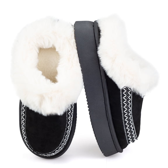 BERANMEY Women's House Slippers with Hard Sole & Memory Foam Unisex Fuzzy Lined Non-Slip Slippers for Womens Mens Indoor Outdoor Comfort Shoes