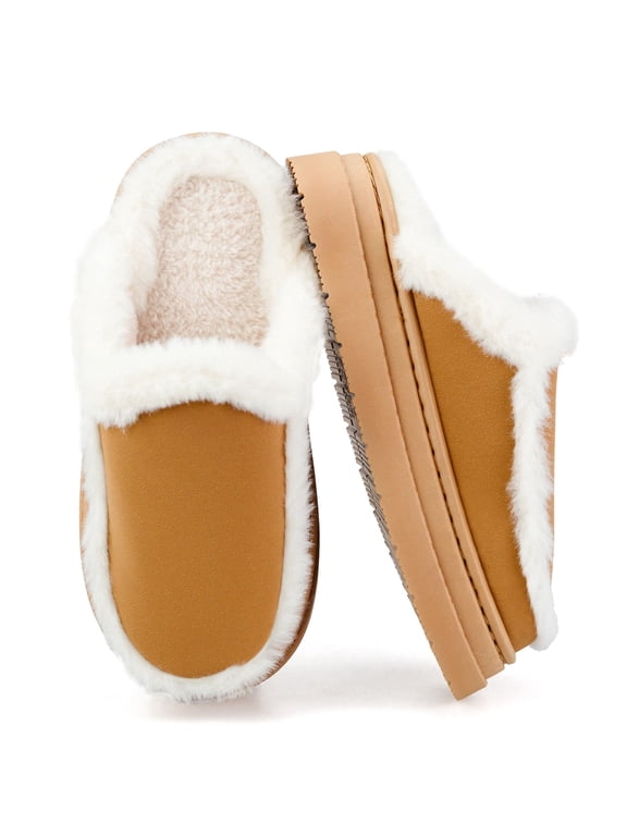 Women's House Slippers with Hard Sole & Memory Foam Unisex Fuzzy Lined Non-Slip Slippers for Womens Mens Indoor Outdoor Comfort Shoes