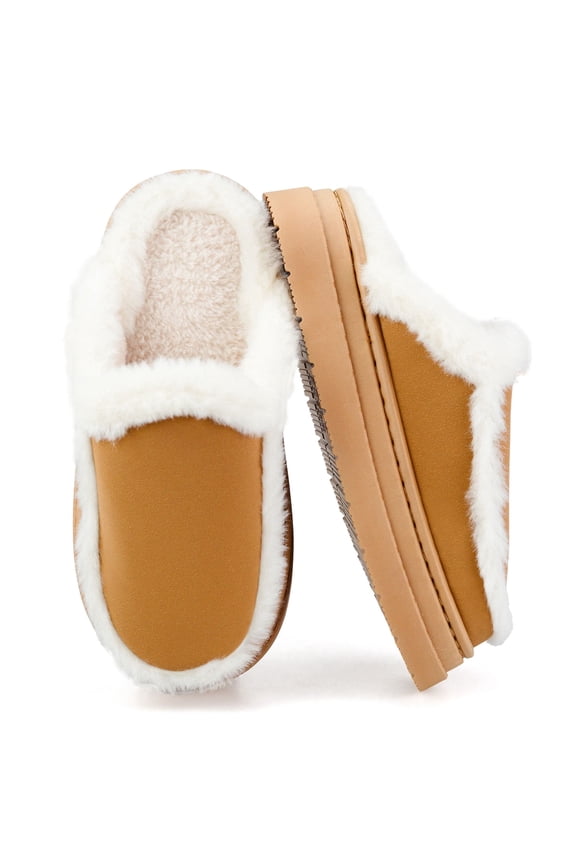 Women's House Slippers with Hard Sole & Memory Foam Unisex Fuzzy Lined Non-Slip Slippers for Womens Mens Indoor Outdoor Comfort Shoes