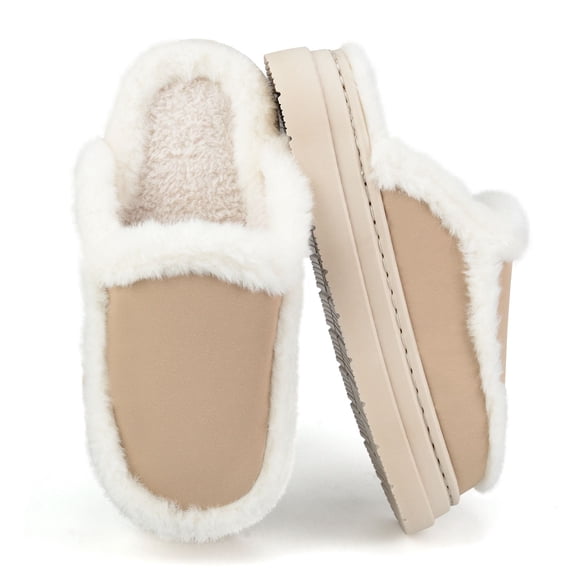 BERANMEY Women's House Slippers with Hard Sole & Memory Foam Unisex Fuzzy Lined Non-Slip Slippers for Womens Mens Indoor Outdoor Comfort Shoes