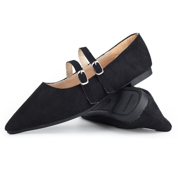 BERANMEY Women’s Mary Jane Ballet Flats Full-Back Slip-On with Double Adjustable T-Strap Cushioned Insole & Arch Support Non-Slip Rubber Sole Comfortable Work & Dress Flats for Women
