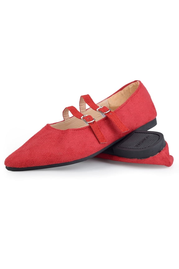 Women’s Mary Jane Ballet Flats Full-Back Slip-On with Double Adjustable T-Strap Cushioned Insole & Arch Support Non-Slip Rubber Sole Comfortable Work & Dress Flats for Women