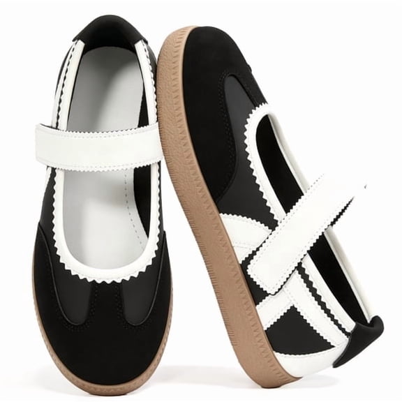 BERANMEY Women's Mary Jane Sneakers Vintage Cute Retro Sneakers For Womens Comfortable Flats Walking Casual Shoes Hook & Loop Easy On Non-Slip Flat Sole Daily