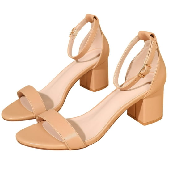 BERANMEY Women's Open Toe Ankle Strap Sandals Chunky Block Heels Casual Sandals for Women One-strap Womens Sandals Party Dress Wedding Shoes