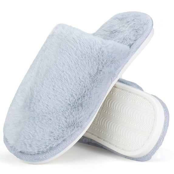 BERANMEY Women's Plush Fuzzy Slip-On Slippers House Slippers for Women with Solid Color Design Cozy Indoor Comfort Non-Slip Casual Home Shoes Unisex Slippers for Womens Mens