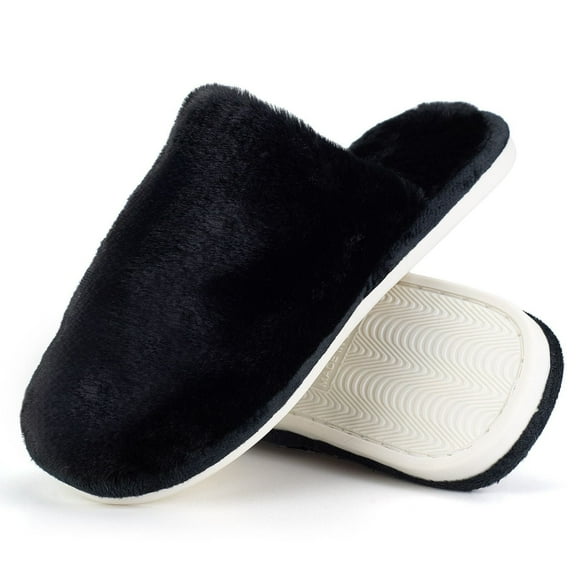 BERANMEY Women's Plush Fuzzy Slip-On Slippers House Slippers for Women with Solid Color Design Cozy Indoor Comfort Non-Slip Casual Home Shoes Unisex Slippers for Womens Mens