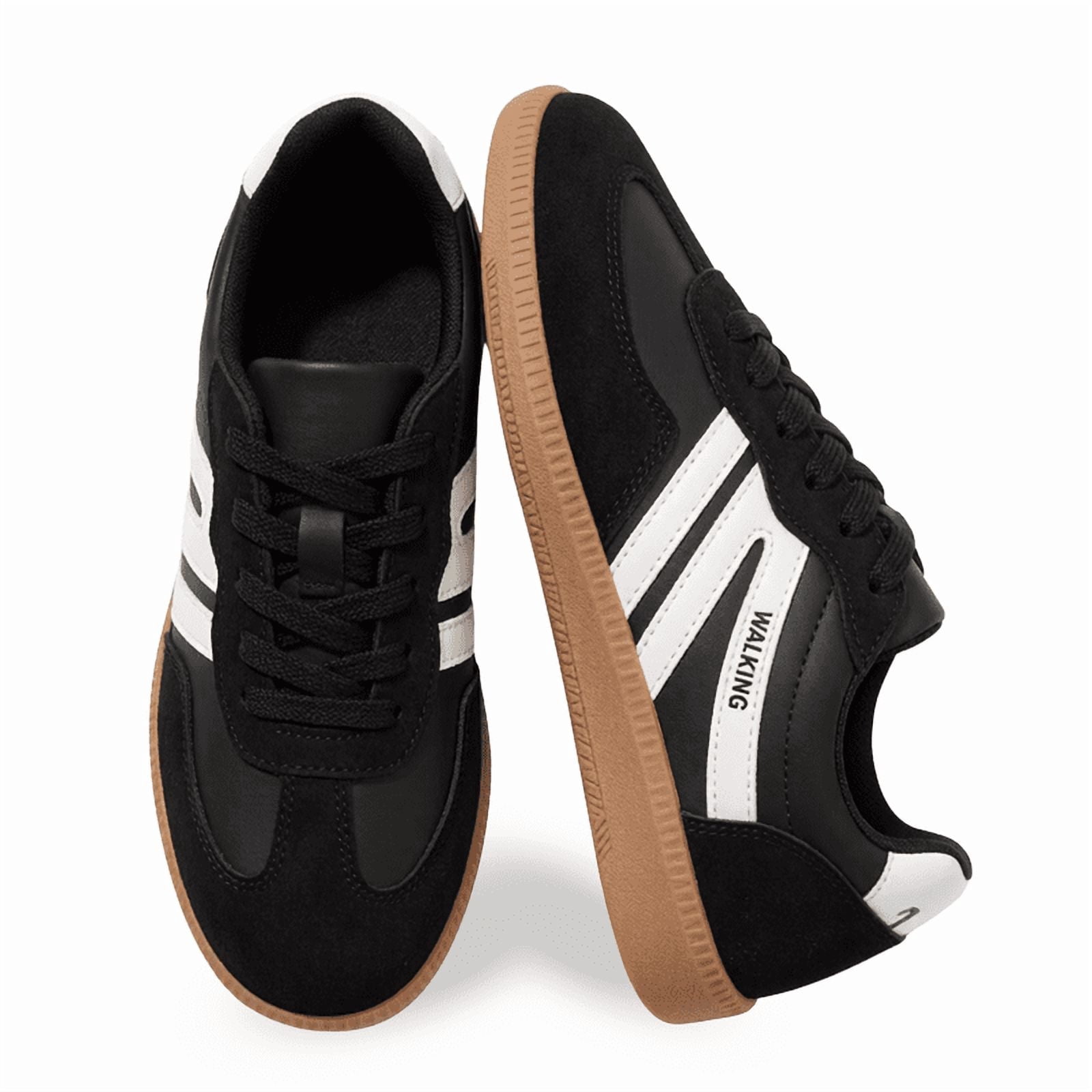BERANMEY Women's Retro Fashion Sneakers Comfortable Casual Anti Slip Platform Low-Top Sneakers Lace Up Memory Foam Tennis Walking Skate Shoes