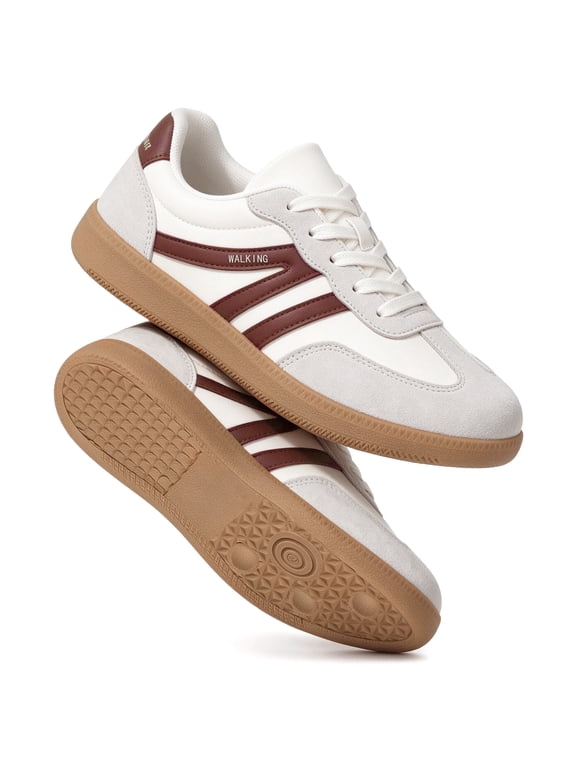 Women's Retro Fashion Sneakers Comfortable Casual Anti Slip Platform Low-Top Sneakers Lace Up Memory Foam Tennis Walking Skate Shoes