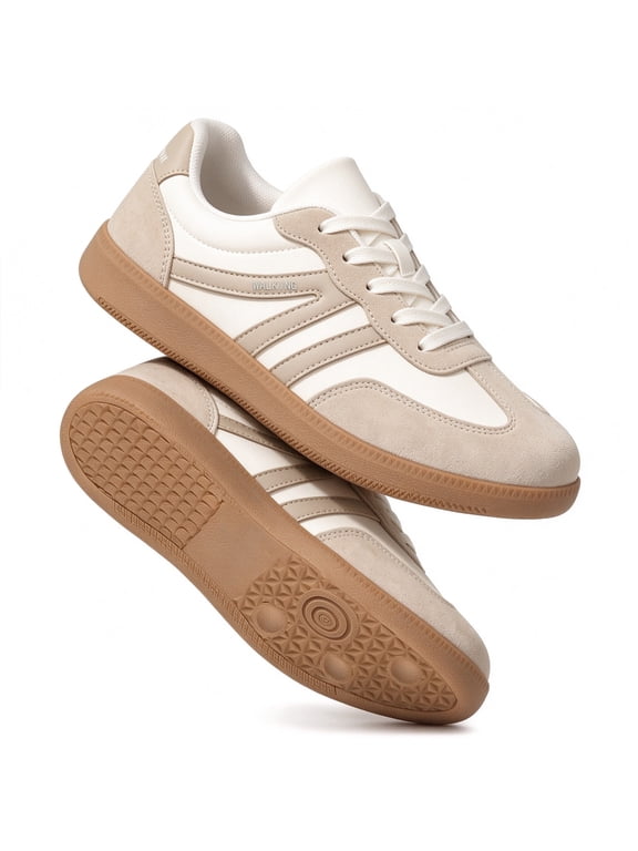 Women's Retro Fashion Sneakers Comfortable Casual Anti Slip Platform Low-Top Sneakers Lace Up Memory Foam Tennis Walking Skate Shoes