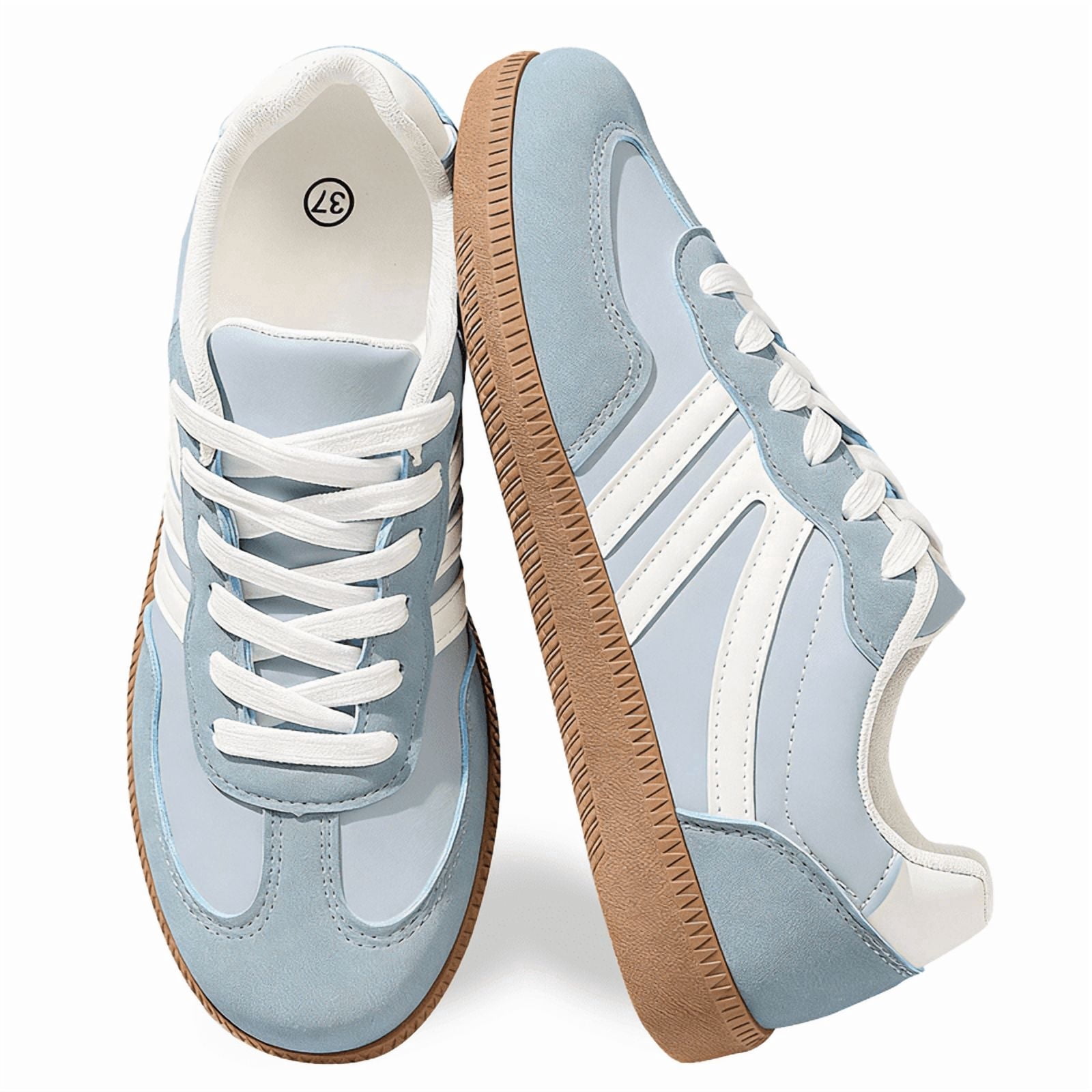 BERANMEY Women's Retro Fashion Sneakers Comfortable Casual Anti Slip Platform Low-Top Sneakers Lace Up Memory Foam Tennis Walking Skate Shoes